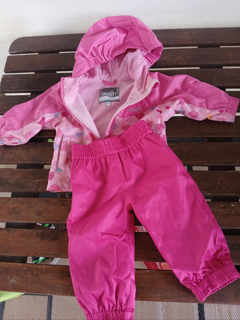 Gusti Kids Pink Hooded Rain Jacket & Pants Set